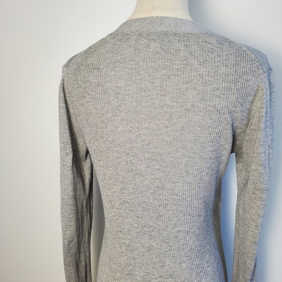 Banana Republic Silk Cotton Blend Grey Button Front Cardigan - Picture 4 of 6